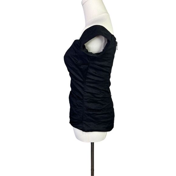 Nicole Miller top women’s small NEW Off Thee Shoulder black pin tuck designer - Picture 2 of 8